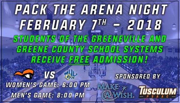 Tusculum to host "Pack the Arena" Night on Feb. 7