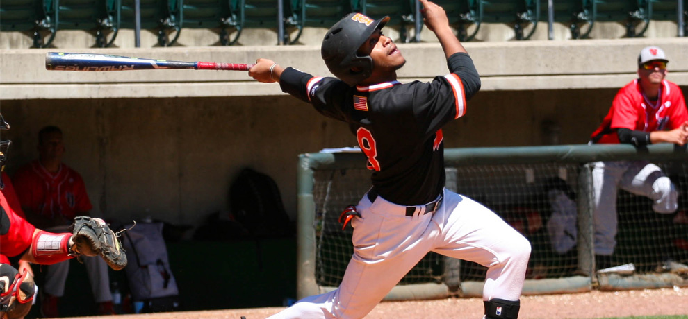 Edison Cabrera went 2-for-4 with a double and a RBI in Tusculum's 7-4 loss to No. 6 Tampa (photo by James Spears)