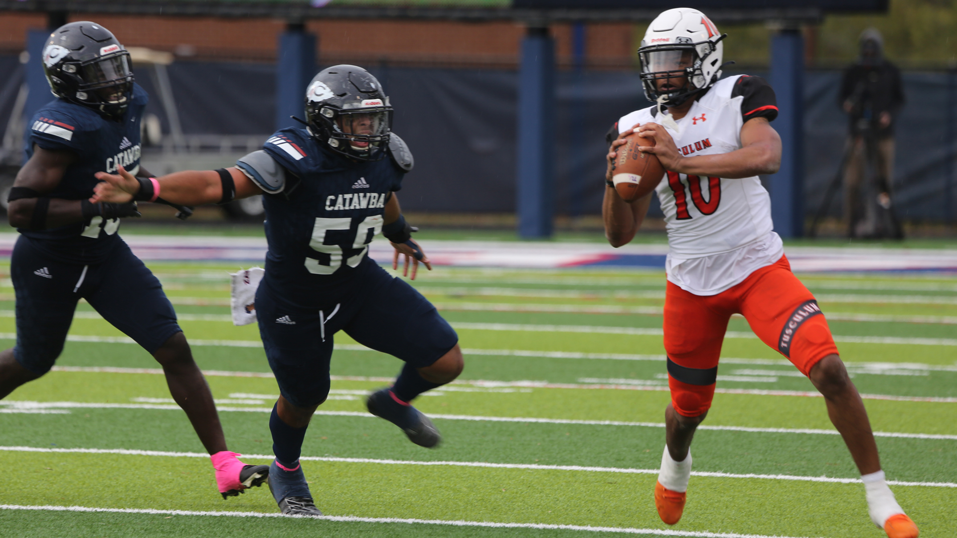 Tre Simmons accounted for 3 second-half touchdowns in Tusculum's road contest at Catawba