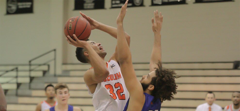 Elon Smallwood scored a season-high 16 points, including seven in the final minute as Tusculum falls 100-97 vs Barton (photo by James Spears V).