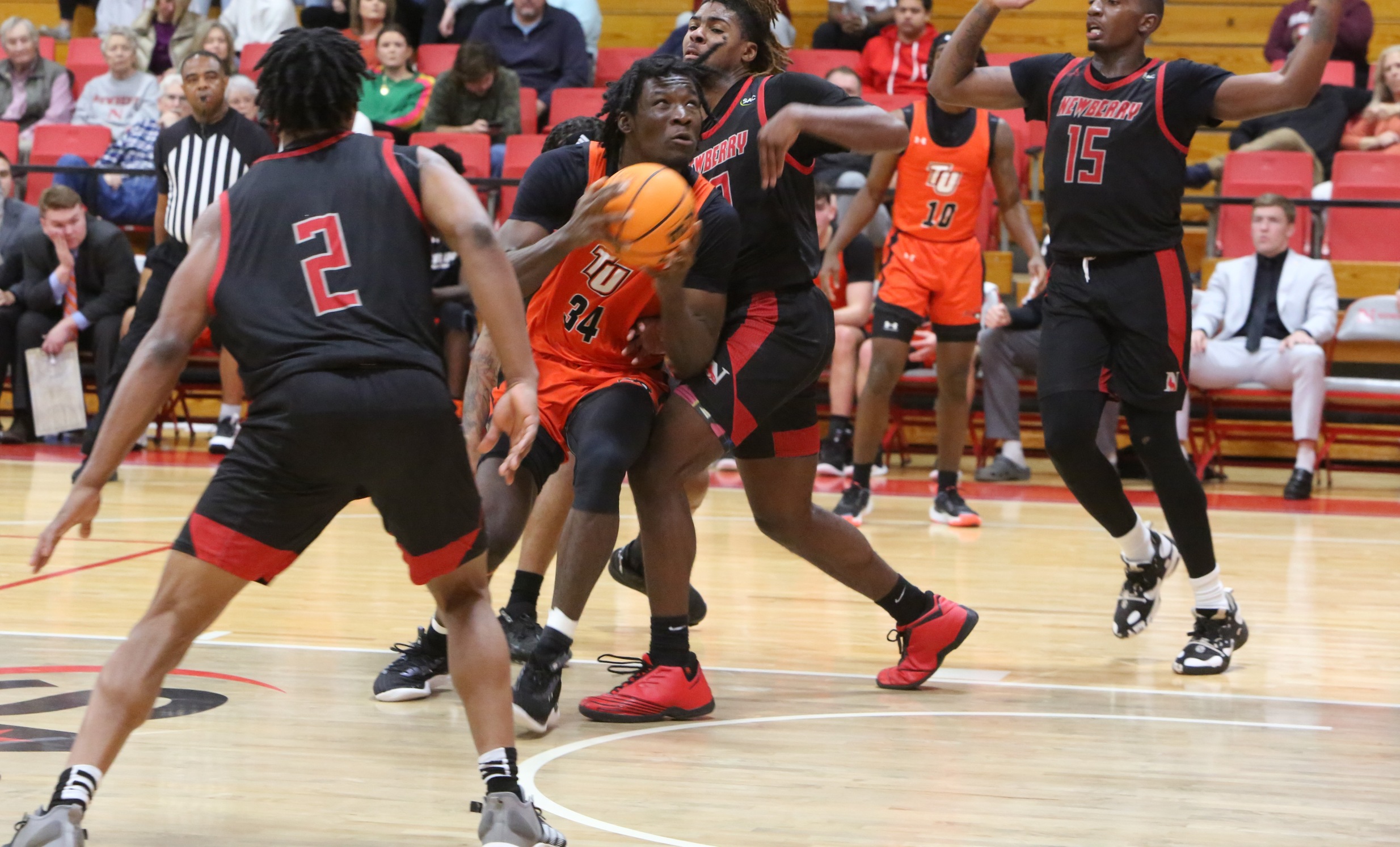 Akeem Odusipe recorded a game-high 13 rebounds in Tusculum's loss at Newberry