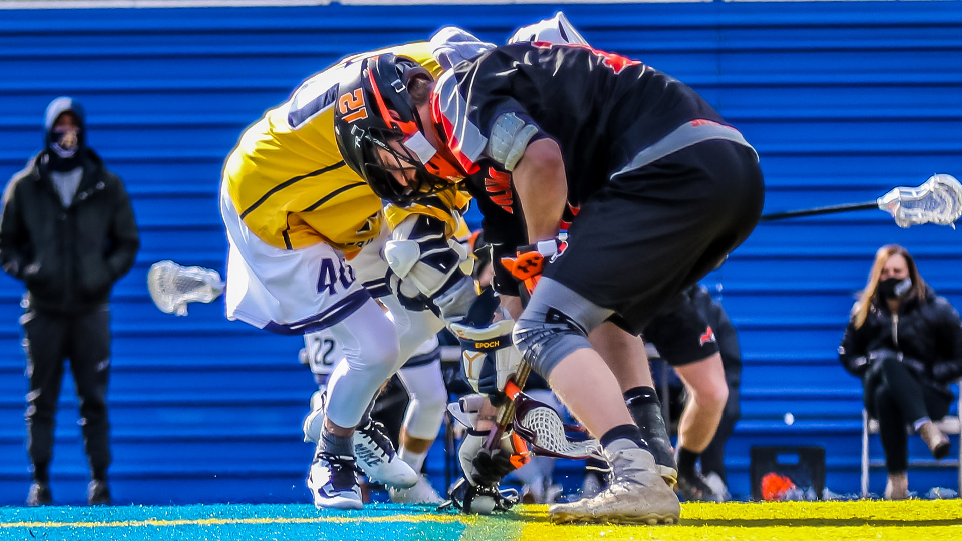 Nathan Fraser was 14-for-16 on faceoffs and collected 14 ground balls (photo by Kevin Holley)