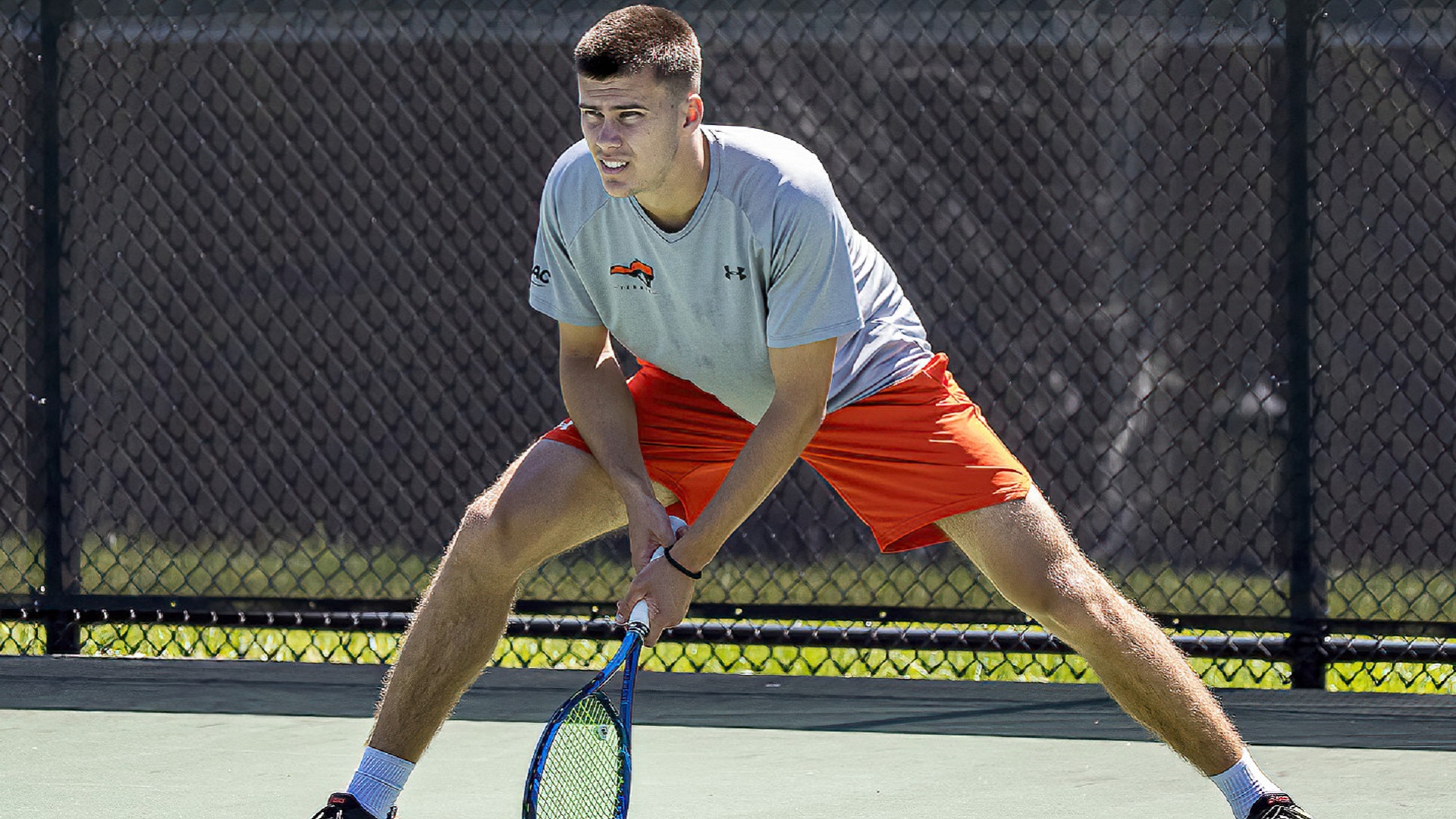 Nemanja Subanovic earned a straight-set win at #2 singles for the Pioneers (photo by Chuck Williams)