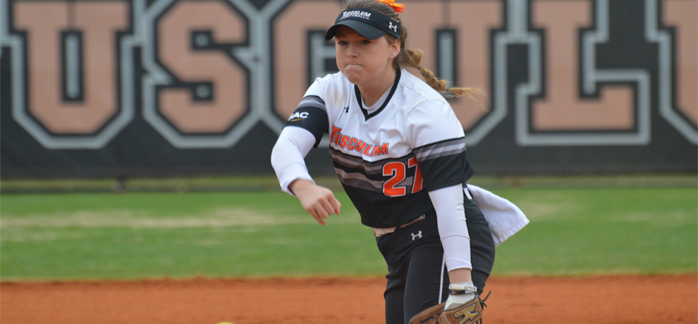Allison Pate pitched a one-hit shutout over five innings in Tusculum's 8-0 win over Converse