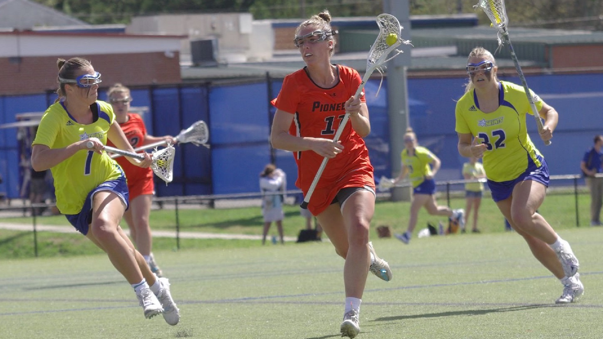 Tia Daniel had two goals for the Pioneers against Limestone (photo by Chris Lenker)