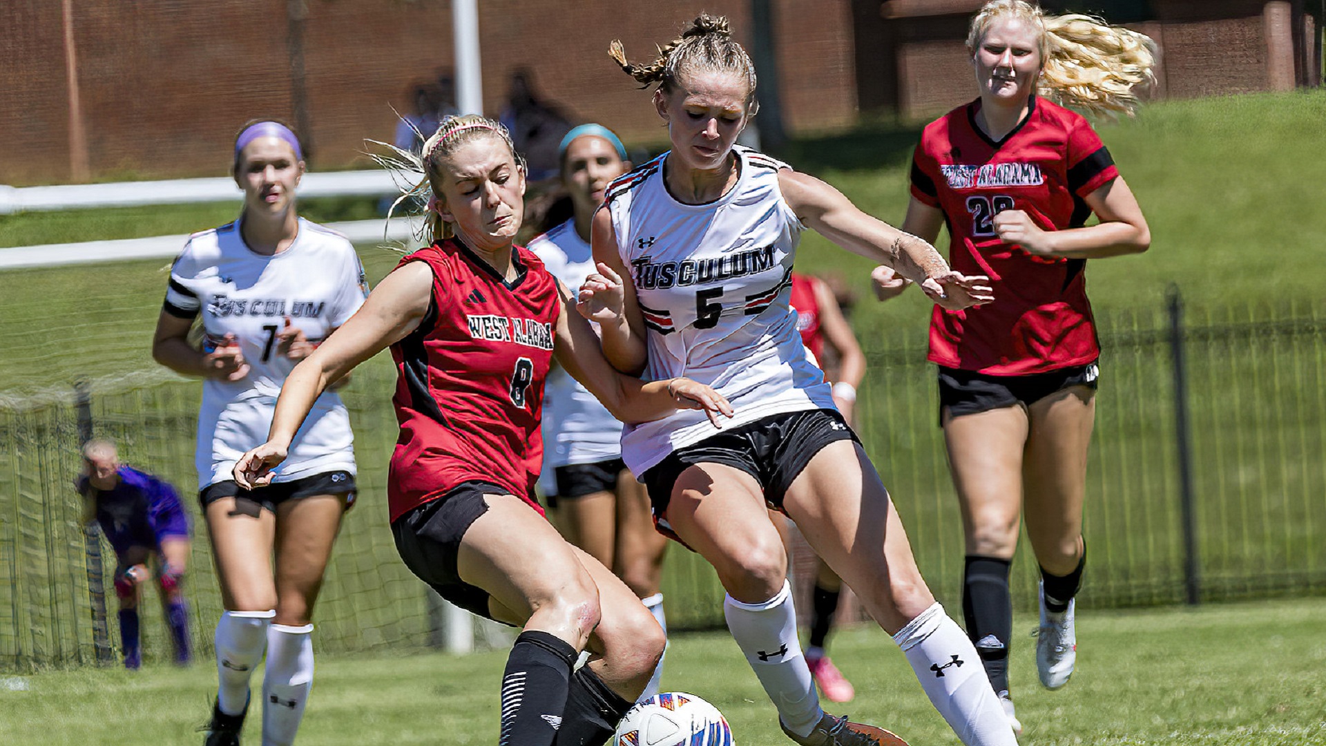 Sydney Grant scored two first-half goals against West Alabama (photo by Chuck Williams)