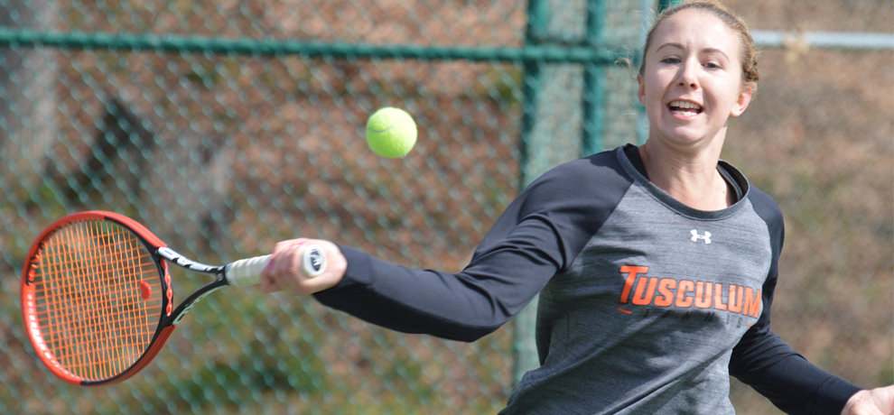 Katarina Majorova won both her doubles and singles matches in Tusculum's 8-1 win over No. 37 Newberry