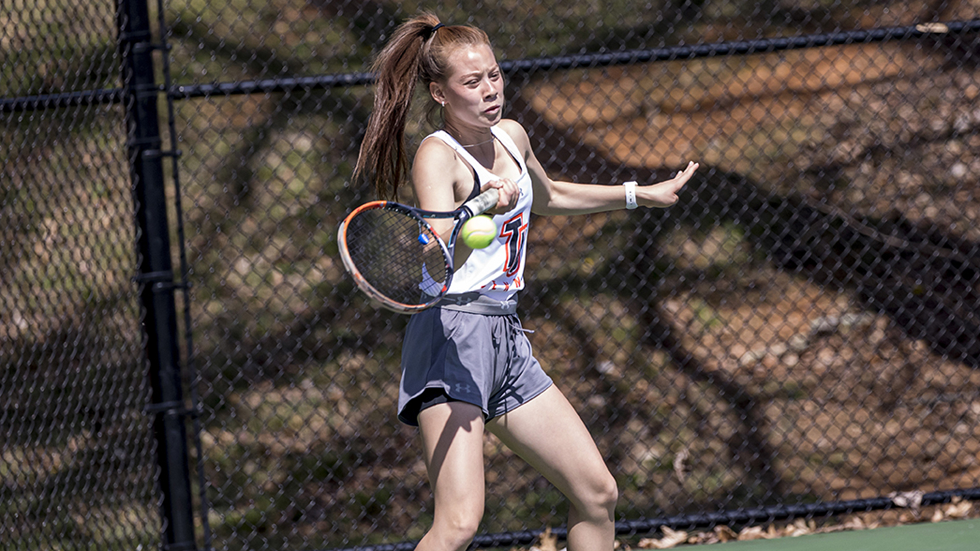 Paulina Loretz earned a straight-set win in singles and also won in doubles against Coker (photo by Chuck Williams)