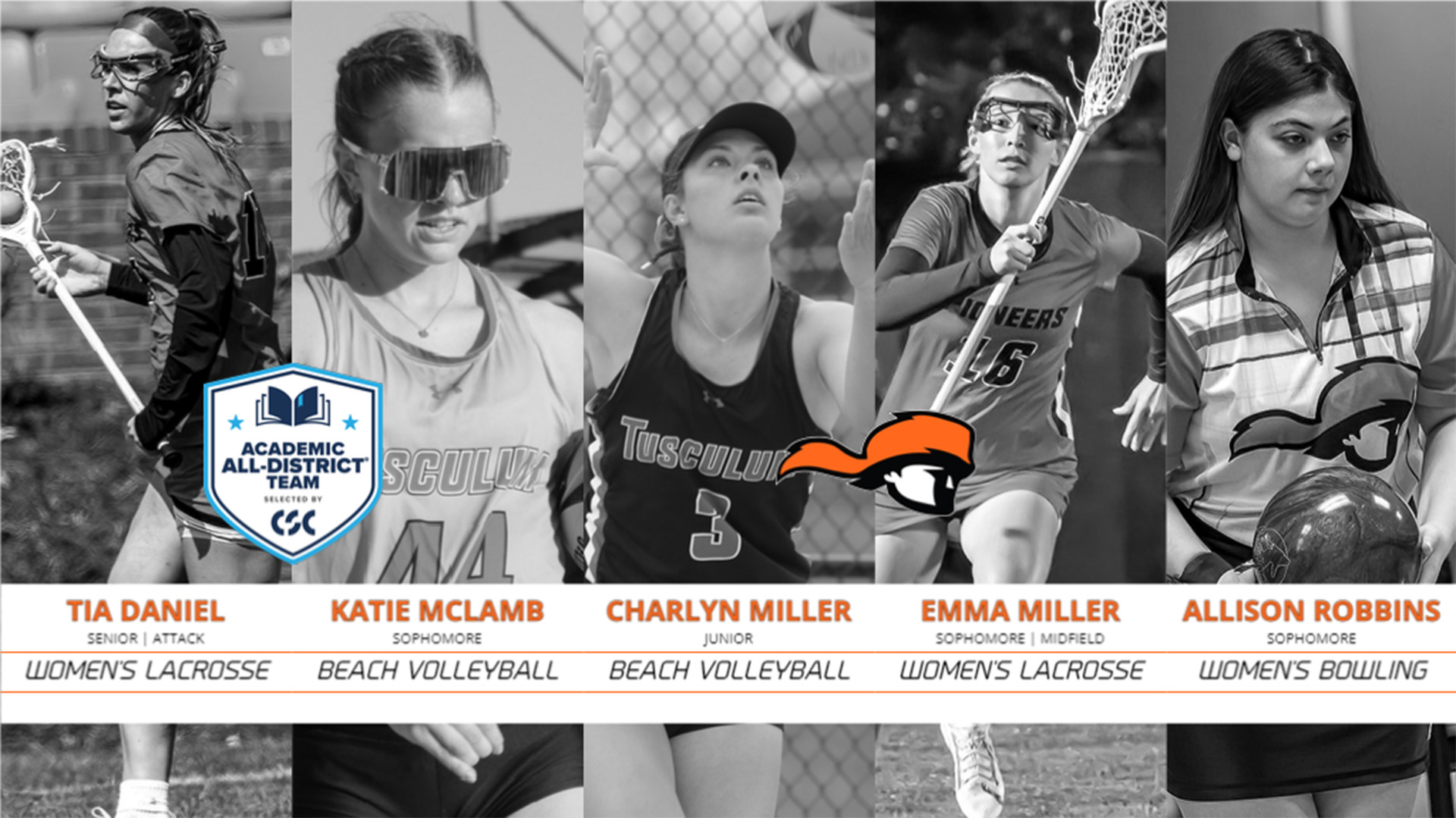 Five Pioneers named to CSC Academic All-District Women's At-Large Team