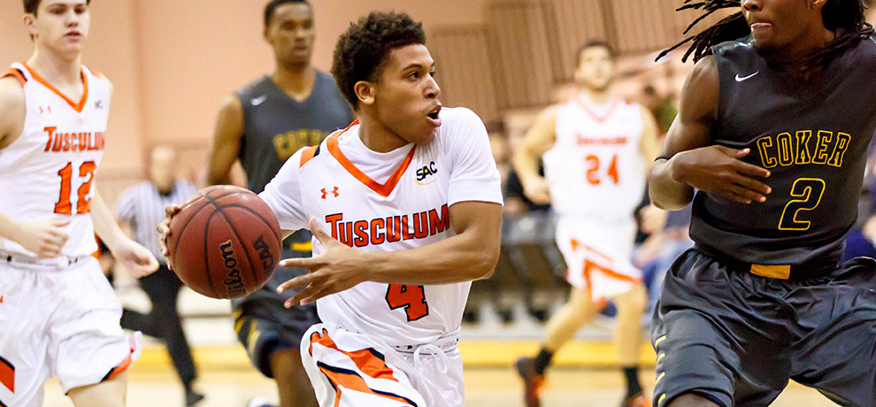 Kendall Patterson led all scorers with 24 points in Tusculum's 83-79 home loss to No. 3 Queens