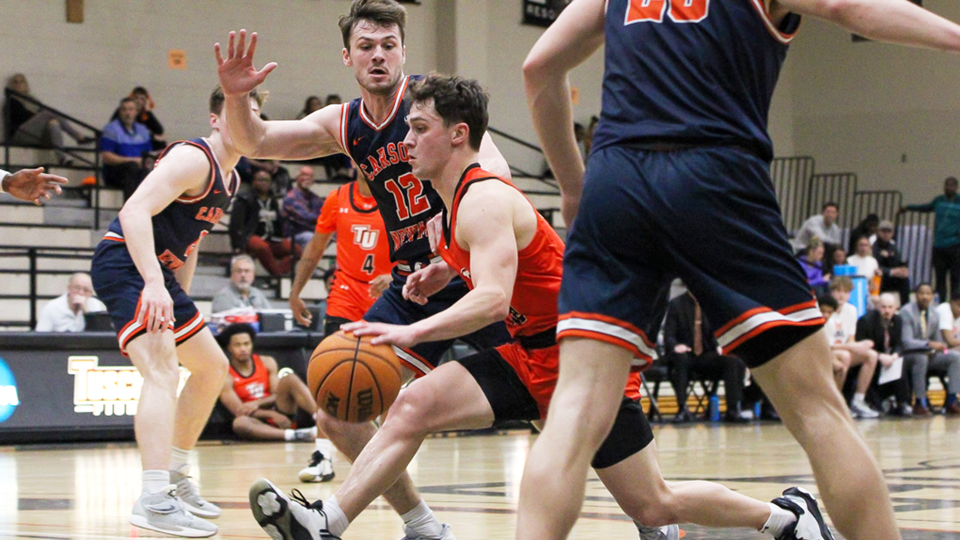Connor Jordan scored 17 points including 14 in the second half in Tusculum's home win over Carson-Newman (photo by Kari Ham, student photographer)