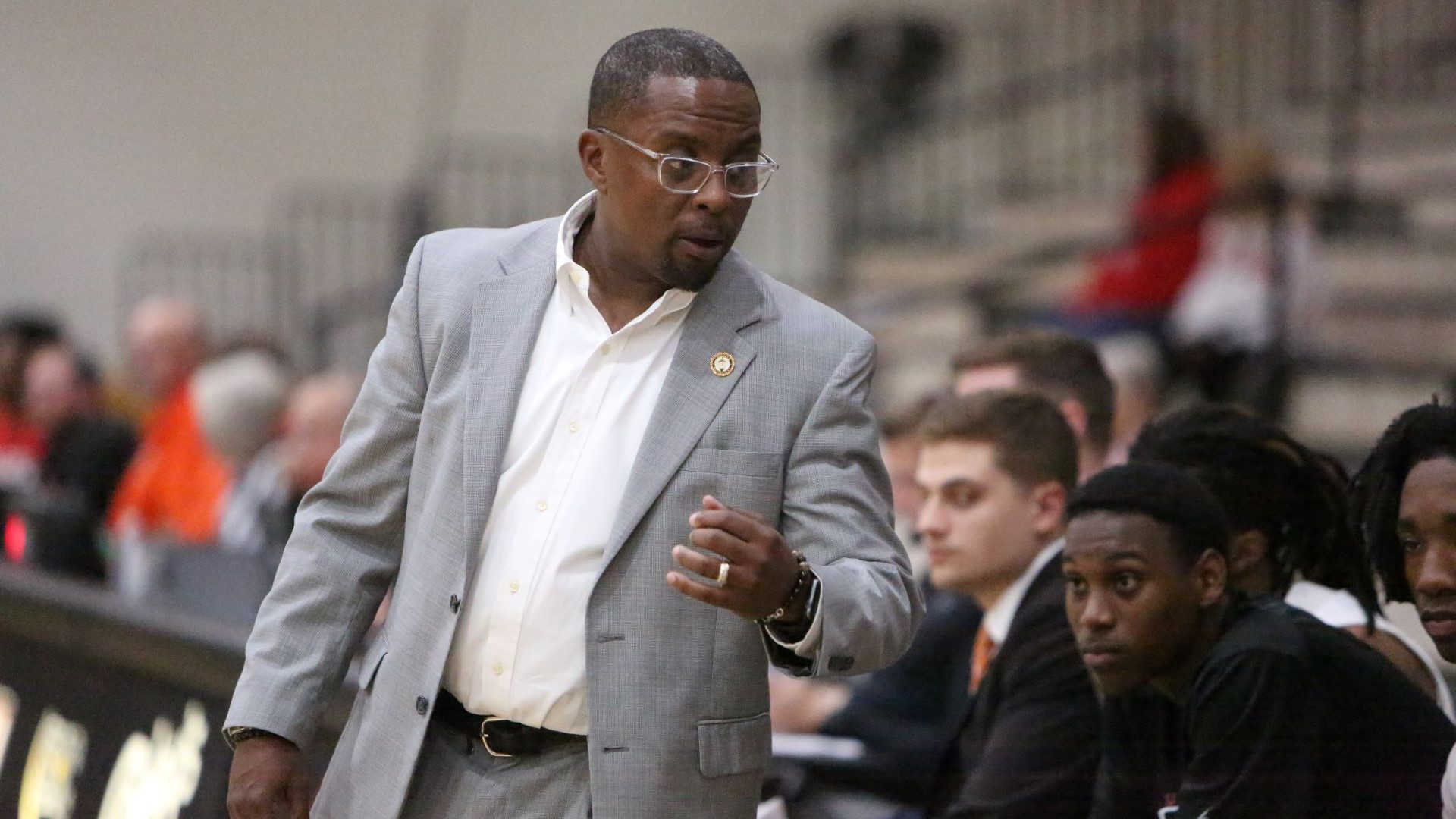 JT Burton recorded his 100th win at Tusculum's head coach and 250th in his career in Tuesday's 57-55 win over Newberry (photo by Dom Donnelly)