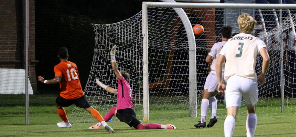 Henrique Devens scores for the Pioneers in the 68th minute (photo by Mikala Brown)