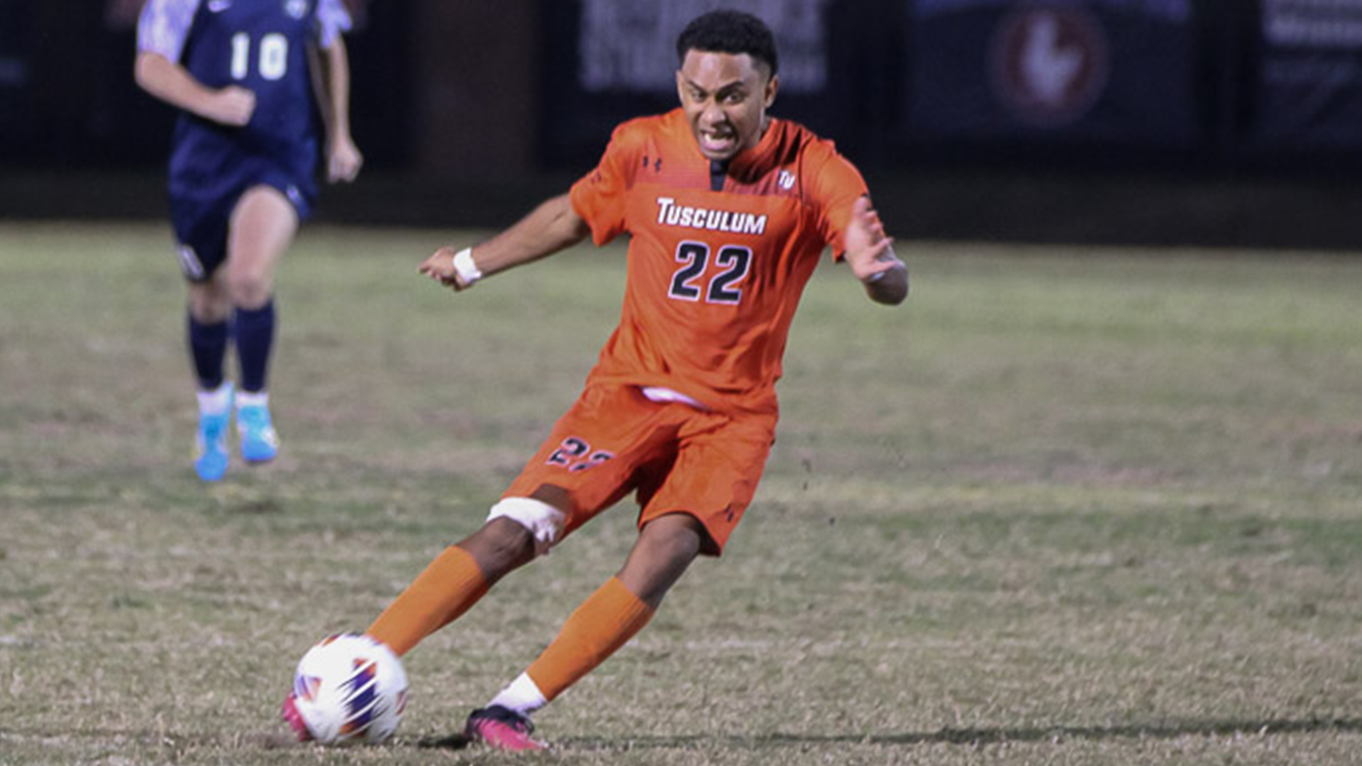 J-P Vital recorded a hat trick in Tusculum's 7-0 win over Emory & Henry (photo by Kari Ham)