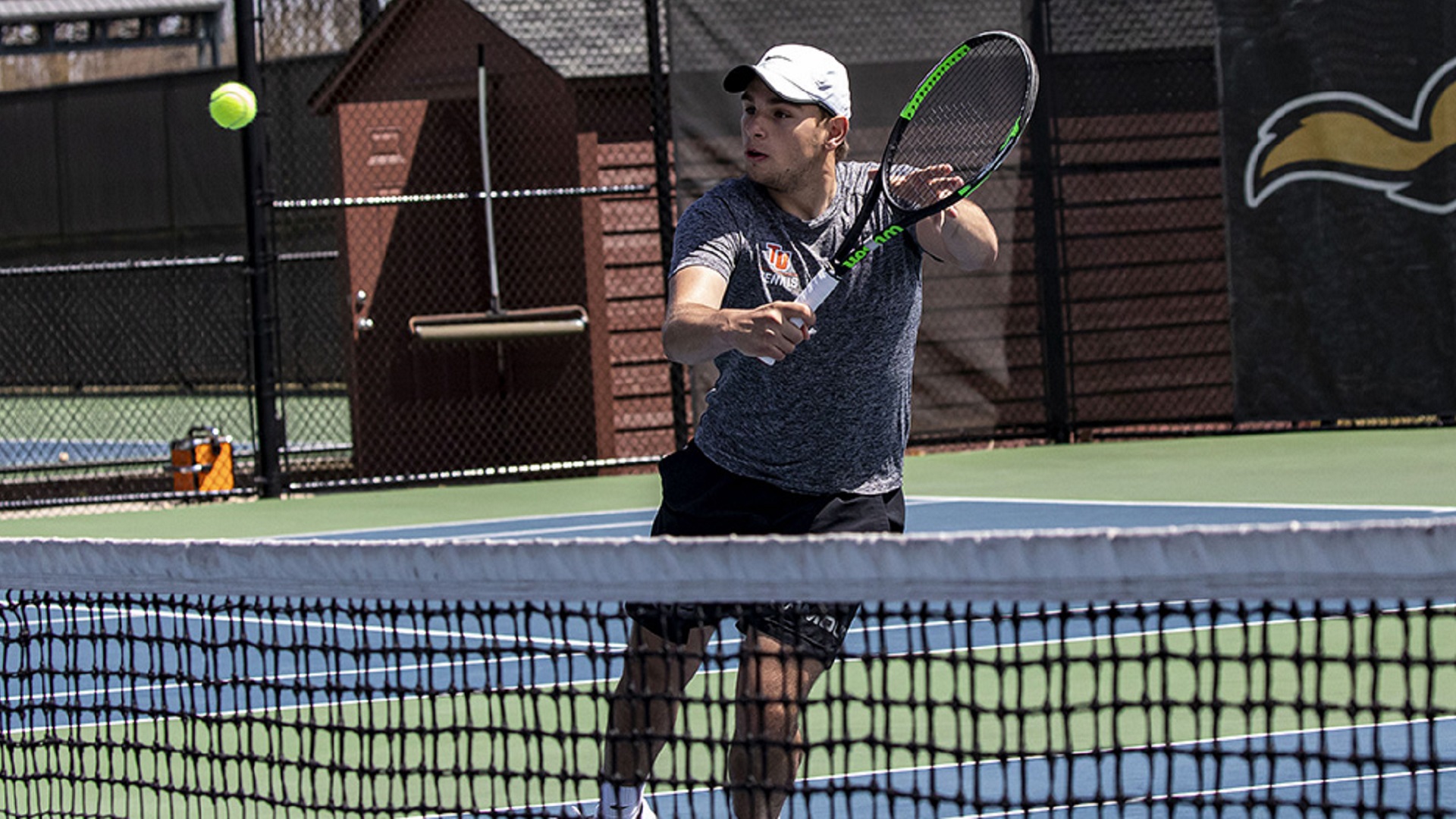 Vadzim Raitsou teamed with Jacco Mensinga for a doubles victory against Catawba (photo by Chuck Williams)