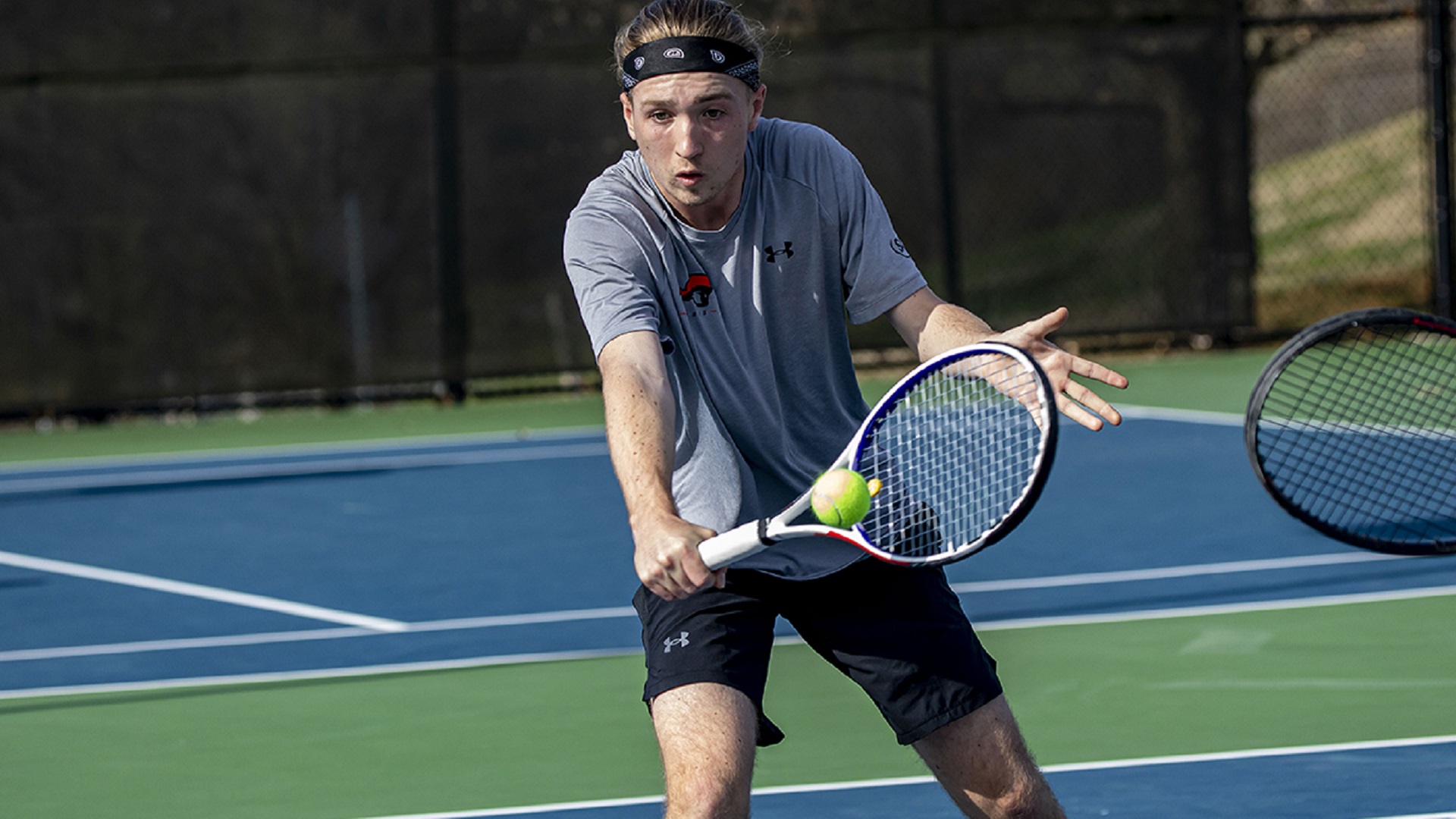 Nathan West was a winner in singles and doubles against Bethel, dropping just three games in three sets (Photo by Chuck Williams)