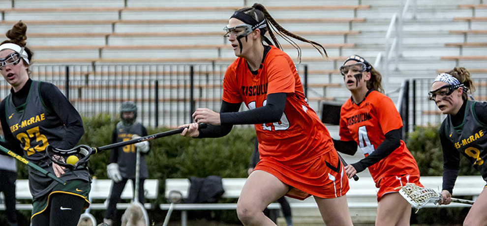 Juliette Cusano had a career-high seven goals and set a school record with 13 draw controls against Lees-McRae (photo by Chuck Williams)