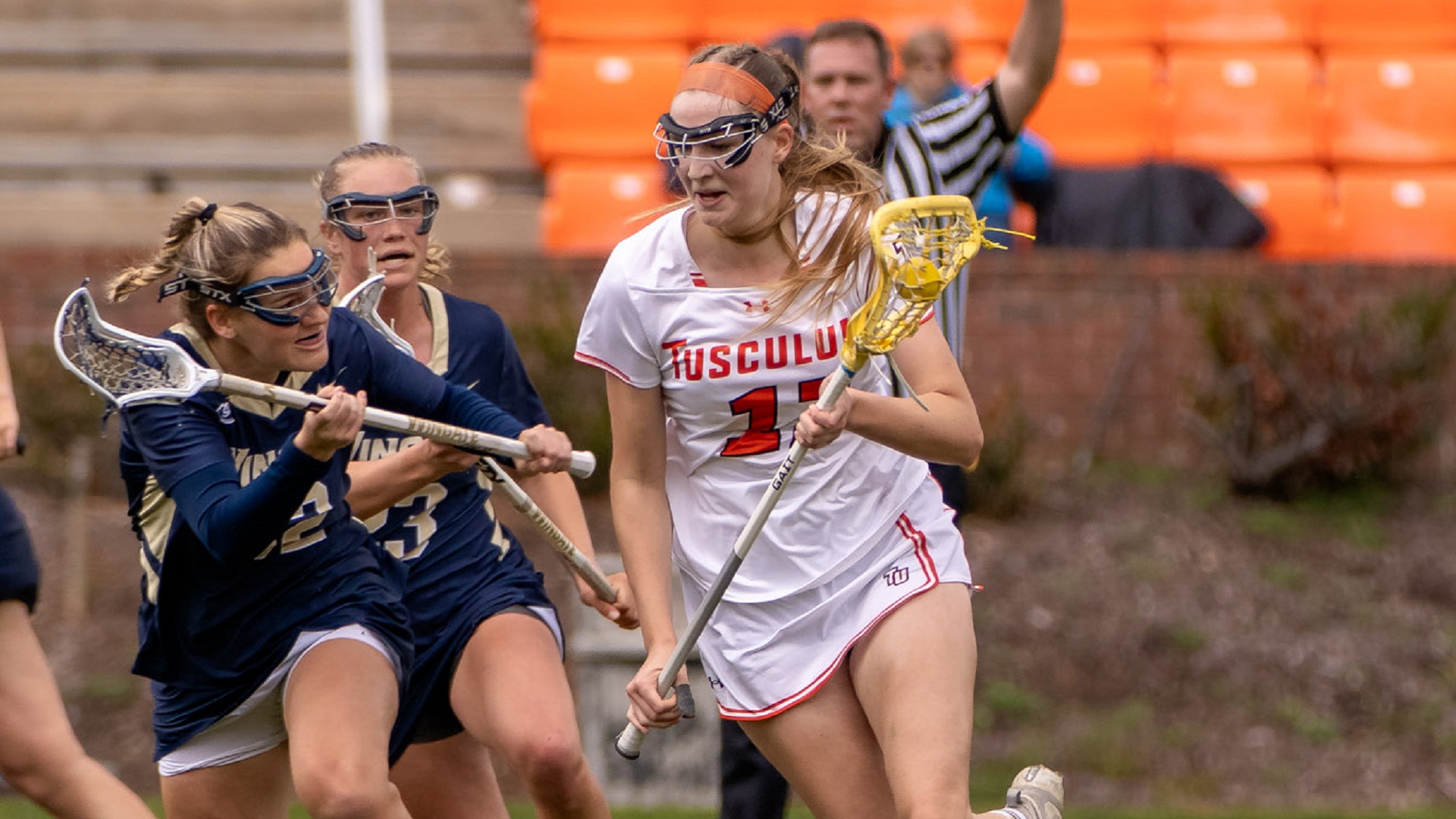 Zuza Stasiak scored two goals for the Pioneers against Wingate (photo by Kari Ham)
