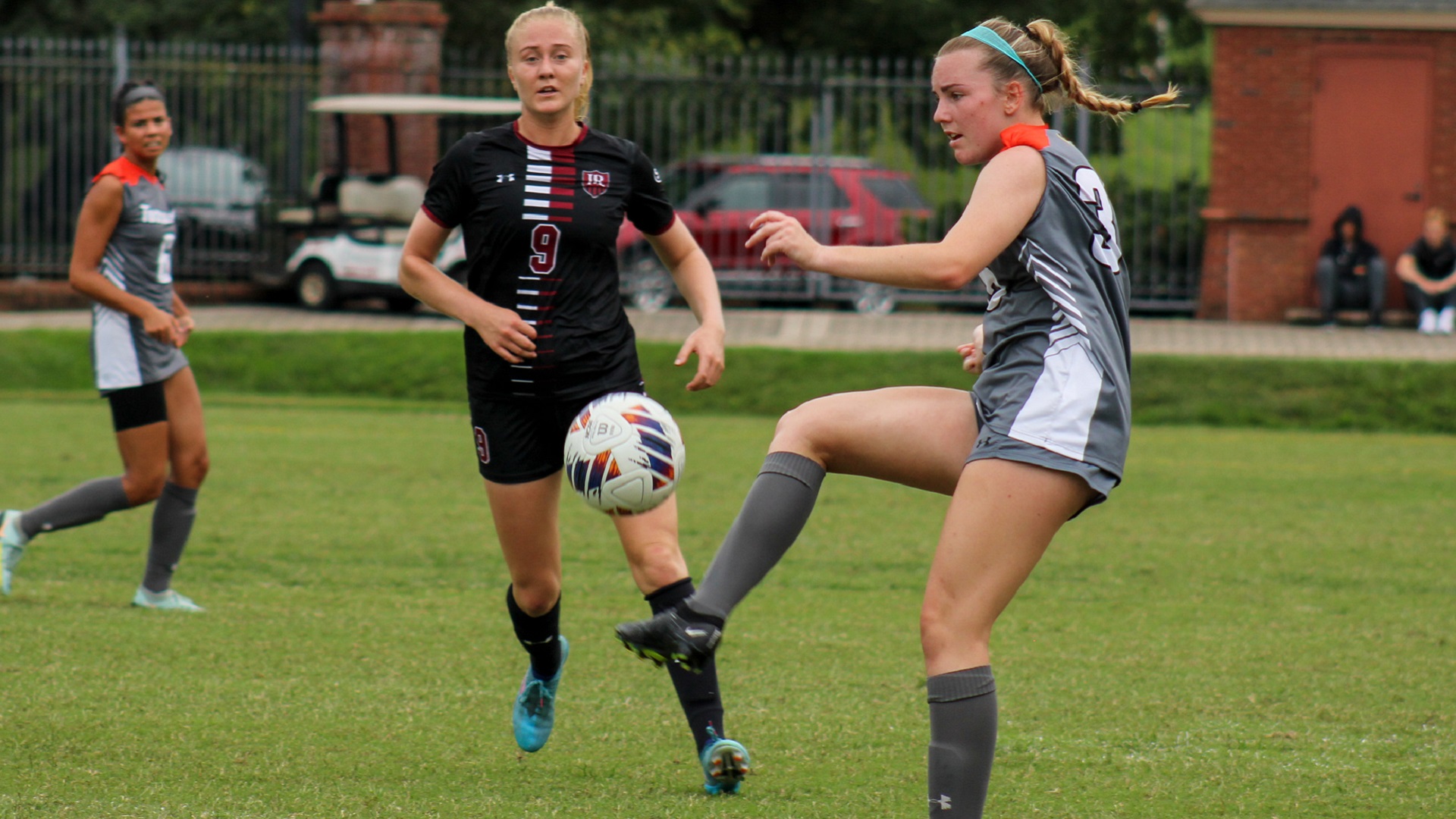 Ella Funderburk made her first start of the season on defense for the Pioneers against Lenoir-Rhyne (photo by student photographer Kari Ham)