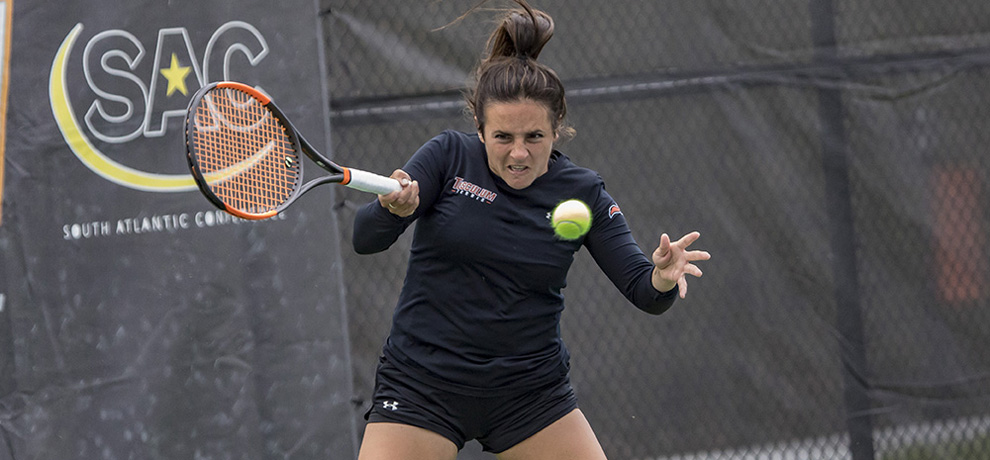 Julia Lopez had the clinching point in the win over Wingate (photo by Chuck Williams)
