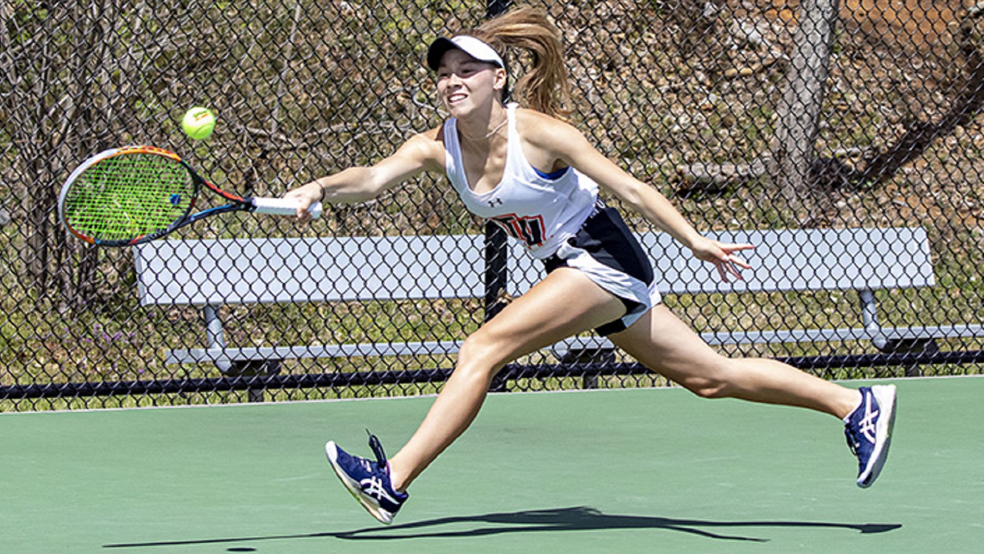 Paulina Loretz won in singles and doubles against Catawba (photo by Chuck Williams)